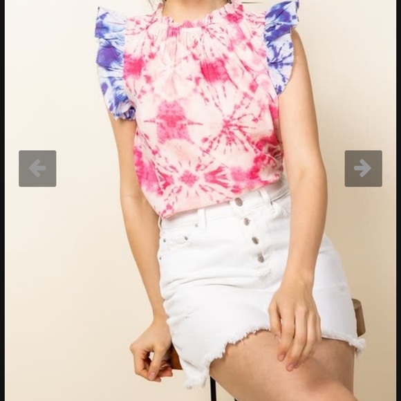 THML Tie Dye Flutter Sleeve Top - Picture 4 of 6
